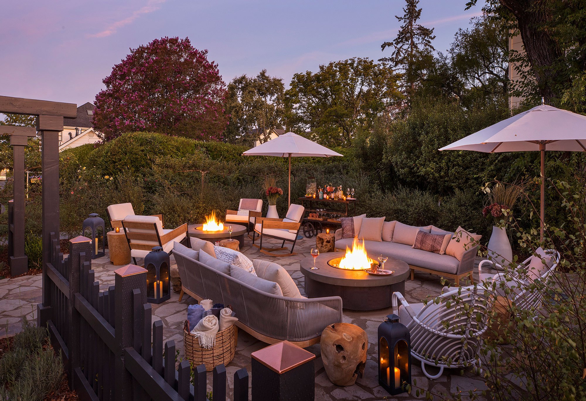Fire Pit At Dusk At MacArthur Place Hotel In Sonoma